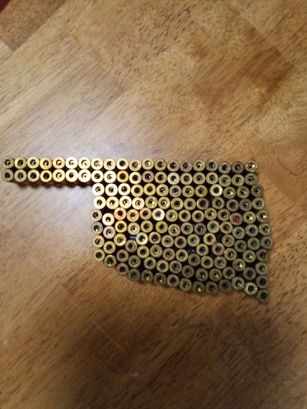State Of Oklahoma Crafted Brass Bullet Casing Wall Art - Gold